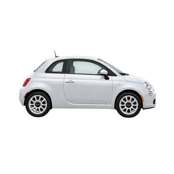 silver 2024 Fiat 500 side (facing right) view