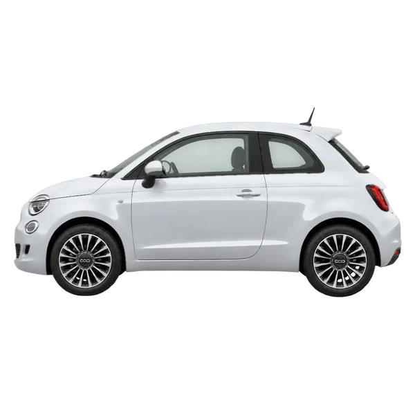 silver 2026 Fiat 500 side (facing left) view