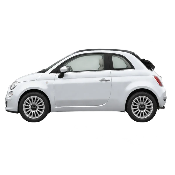 Fiat 500C 2013 argent, vue côté (vers la gauche)