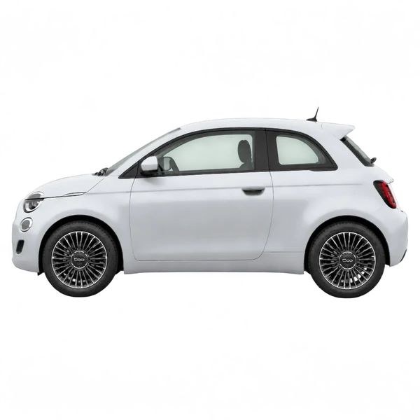 2024 Fiat 500e in Silber, Ansicht: Seite (nach links gerichtet)