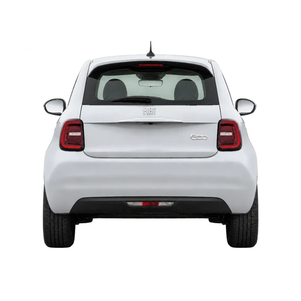 2027 Fiat 500e in Silber, Ansicht: Heck