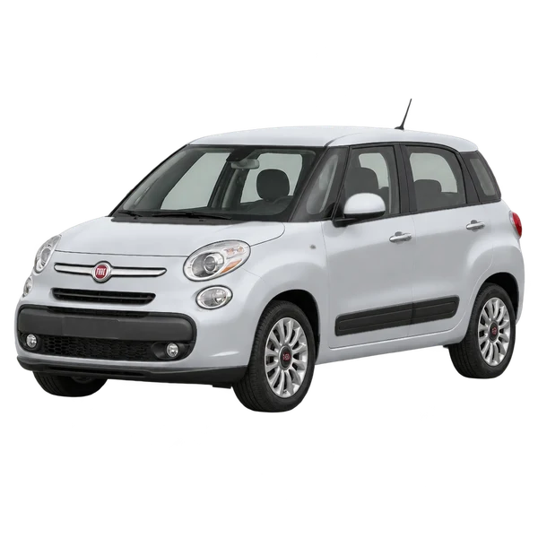 シルバーの2014 Fiat 500L（フロントスリークォーター(左向き)ビュー）