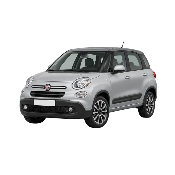 2021 Fiat 500L in Silber, Ansicht: Dreiviertelansicht vorne (nach links gerichtet)