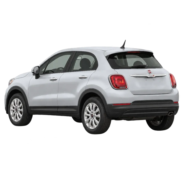 Fiat 500X 2018 prata, vista três quartos traseira (voltada para a esquerda)