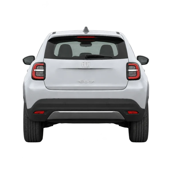 2026 Fiat 600 in Silber, Ansicht: Heck