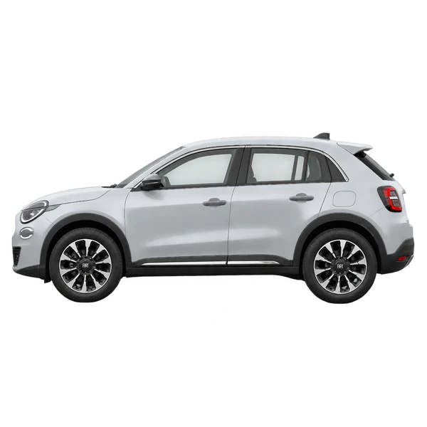2026 Fiat 600 in Silber, Ansicht: Seite (nach links gerichtet)