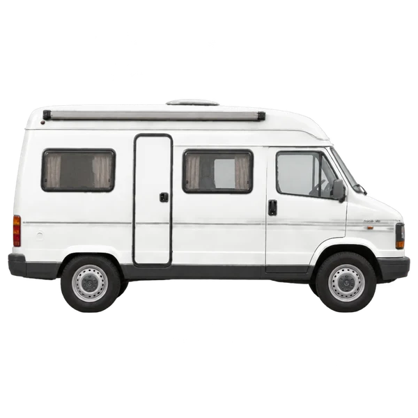 Fiat Ducato 280 B7 Kampeerauto 1990 branco, vista lateral (voltada para a direita)