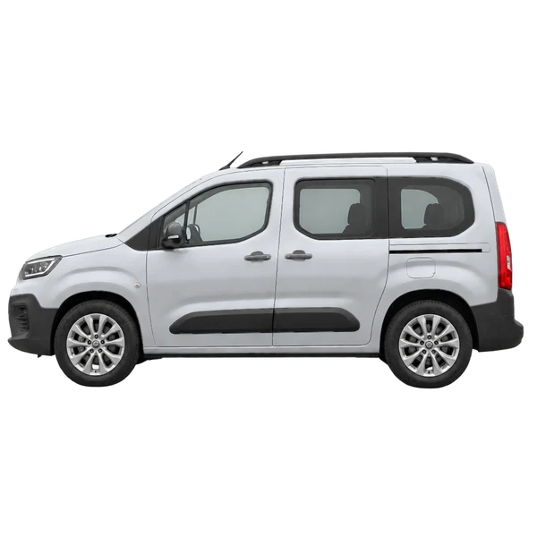 Fiat E-Doblo 2026 argent, vue côté (vers la gauche)