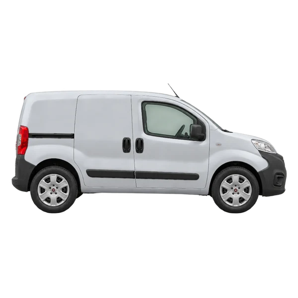 Fiat Fiorino 2024 en plateado, vista lateral (hacia la derecha)