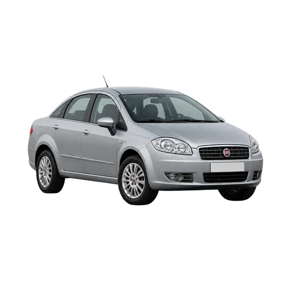2010 Fiat Linea in Silber, Ansicht: Dreiviertelansicht vorne (nach links gerichtet)