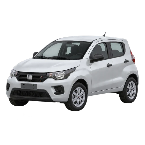 Fiat Mobi 2022 باللون فضي، منظر منظر أمامي بزاوية ثلاثة أرباع (متجه لليسار)