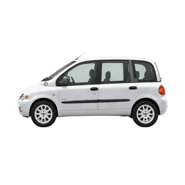 Fiat Multipla 2005 باللون فضي، منظر جانبي (متجه إلى اليسار)