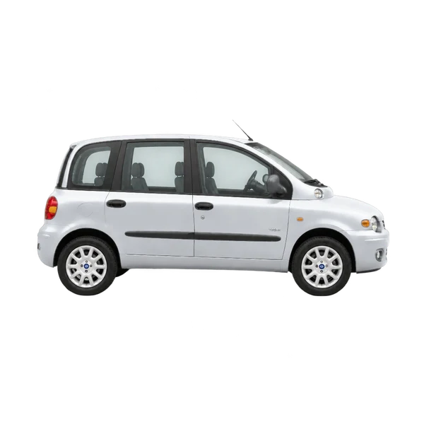 Fiat Multipla 2005 باللون فضي، منظر منظر جانبي (باتجاه اليمين)