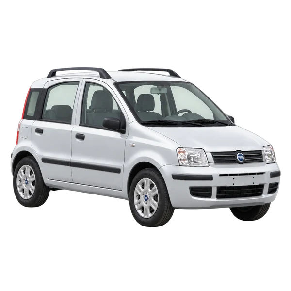 Fiat Panda 2004 en plateado, vista tres cuartos frontal (mirando a la derecha)