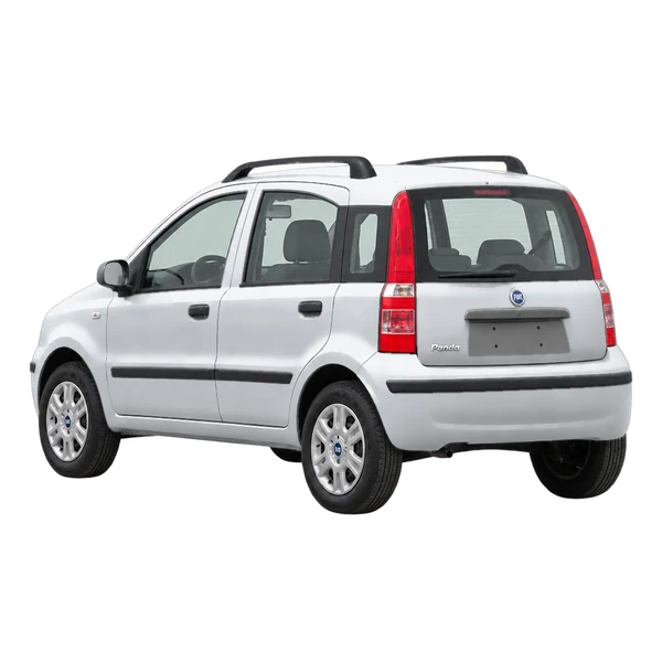 Fiat Panda 2004 en plateado, vista tres cuartos trasero (mirando a la izquierda)
