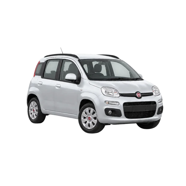 Fiat Panda 2014 باللون فضي، منظر زاوية ثلاثة أرباع أمامية (باتجاه اليمين)