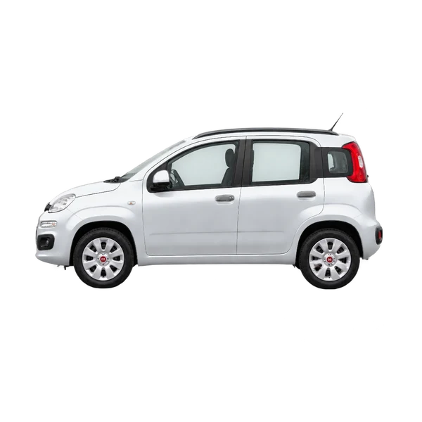 Fiat Panda 2014 باللون فضي، منظر جانبي (متجه إلى اليسار)