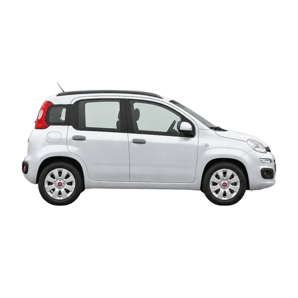 Fiat Panda 2014 باللون فضي، منظر منظر جانبي (باتجاه اليمين)