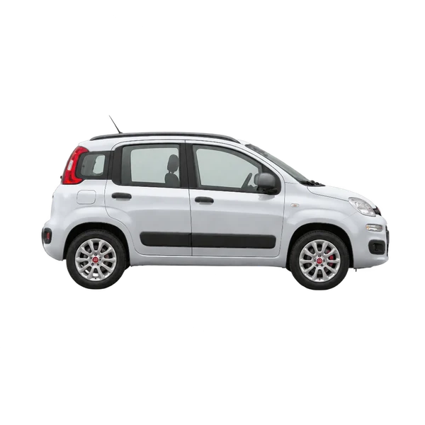Fiat Panda 2020 en plateado, vista lateral (hacia la derecha)