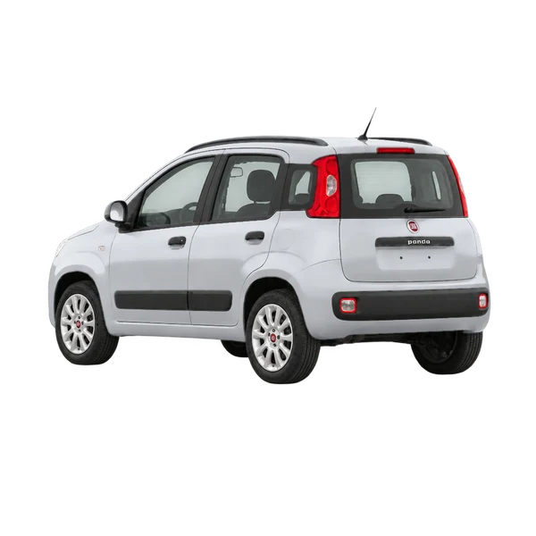 2021 Fiat Panda in Silber, Ansicht: Dreiviertelansicht von hinten (nach links gerichtet)