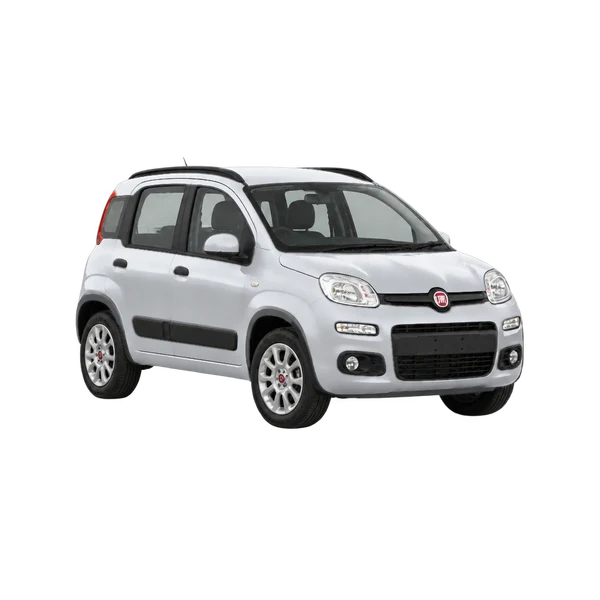 Fiat Panda 2022 باللون فضي، منظر زاوية ثلاثة أرباع أمامية (باتجاه اليمين)
