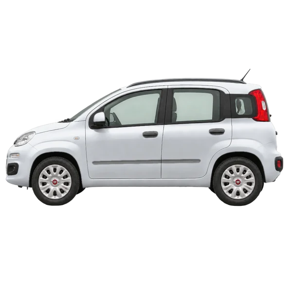 Fiat Panda 2023 en plateado, vista lateral (mirando a la izquierda)