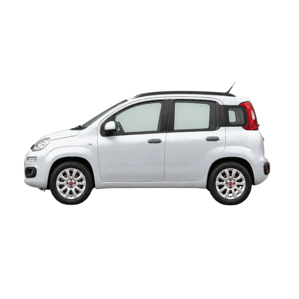 Fiat Panda 2024 en plateado, vista lateral (mirando a la izquierda)