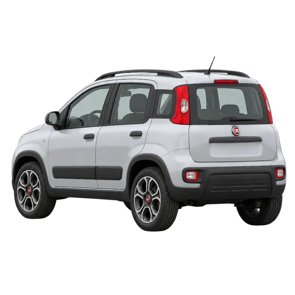 silver 2026 Fiat Panda rear three-quarter (facing left) view