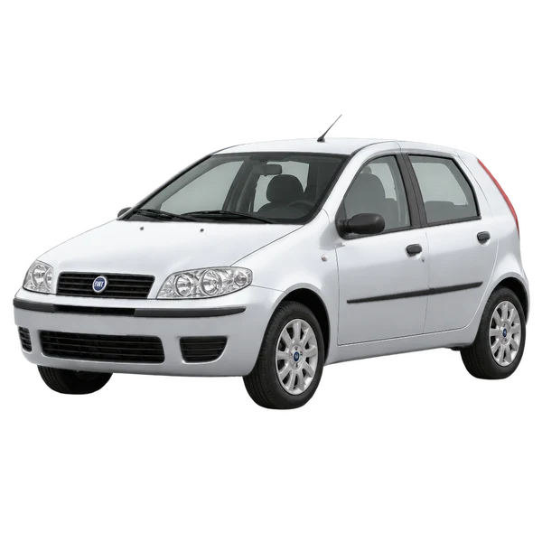 Fiat Punto 2005 prata, vista dianteira em três quartos (voltada para a esquerda)