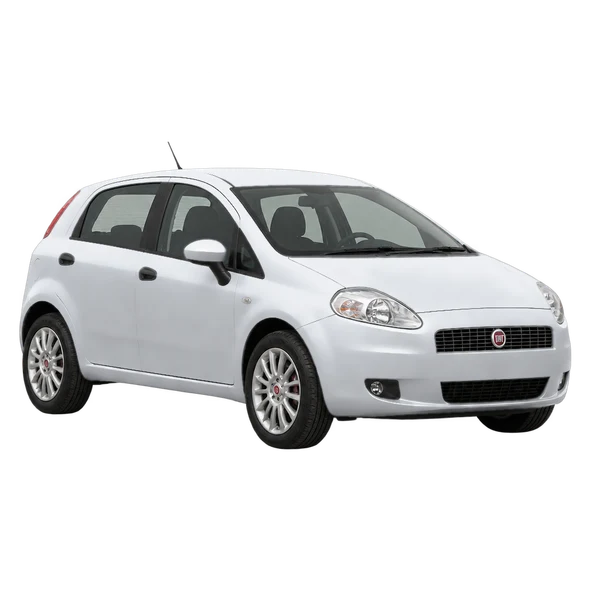Fiat Punto 2010 prata, vista dianteira em três quartos (voltada para a esquerda)