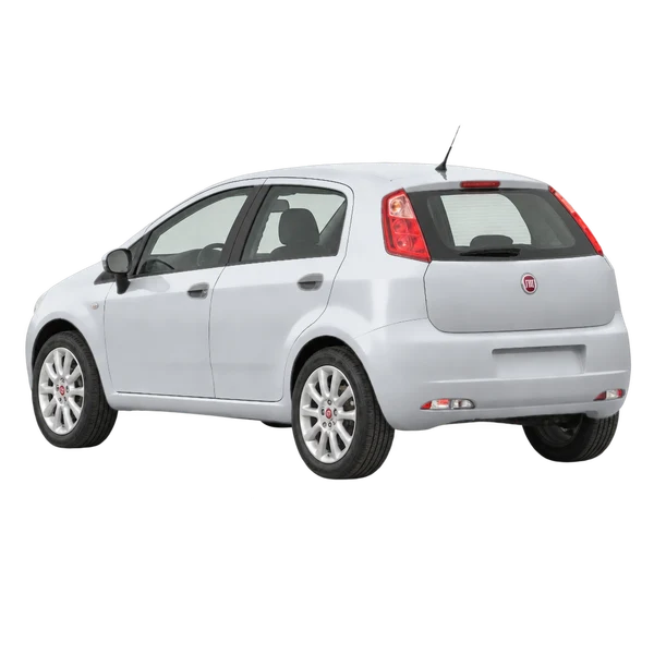 Fiat Punto 2011 prata, vista três quartos traseira (voltada para a esquerda)