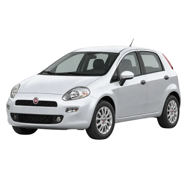 Fiat Punto 2012 prata, vista dianteira em três quartos (voltada para a esquerda)