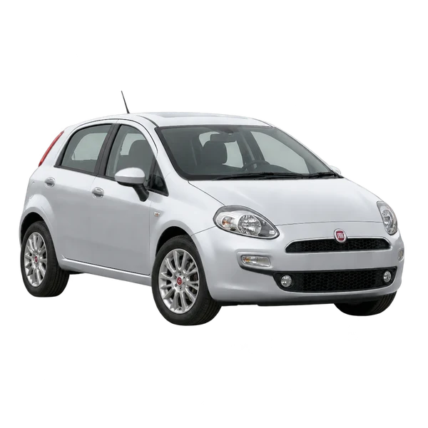 Fiat Punto 2014 prata, vista dianteira em três quartos (voltada para a esquerda)