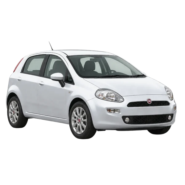 Fiat Punto 2015 prata, vista dianteira em três quartos (voltada para a esquerda)