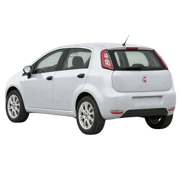 Fiat Punto 2016 prata, vista três quartos traseira (voltada para a esquerda)