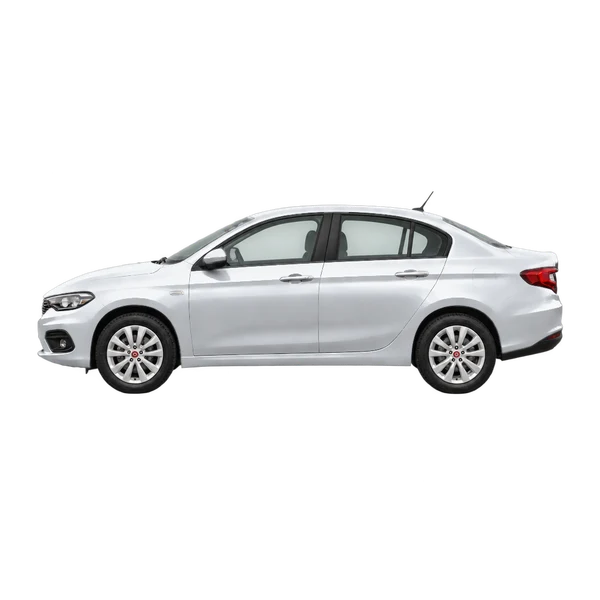 Fiat Tipo 2018 en plateado, vista lateral (mirando a la izquierda)