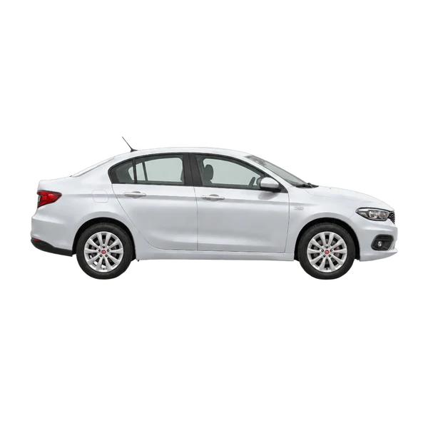 Fiat Tipo 2018 en plateado, vista lateral (hacia la derecha)