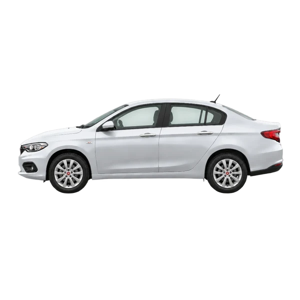 Fiat Tipo 2020 en plateado, vista lateral (mirando a la izquierda)