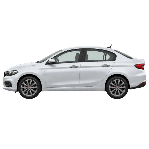 Fiat Tipo 2021 en plateado, vista lateral (mirando a la izquierda)