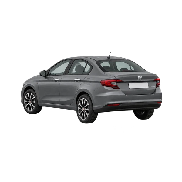 Fiat Tipo 2022 en gris, vista tres cuartos trasero (mirando a la izquierda)