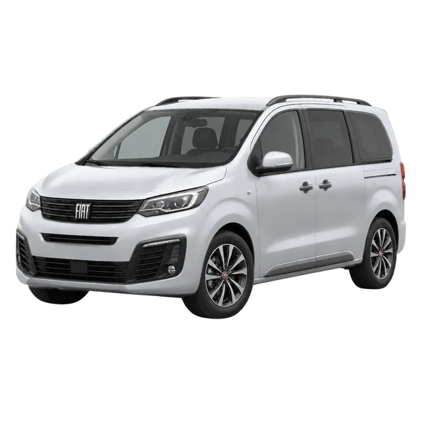 Fiat Ulysse 2024 prata, vista dianteira em três quartos (voltada para a esquerda)