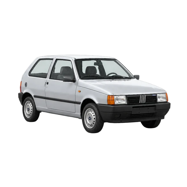 1992 Fiat Uno in Silber, Ansicht: Dreiviertelansicht vorne (nach links gerichtet)
