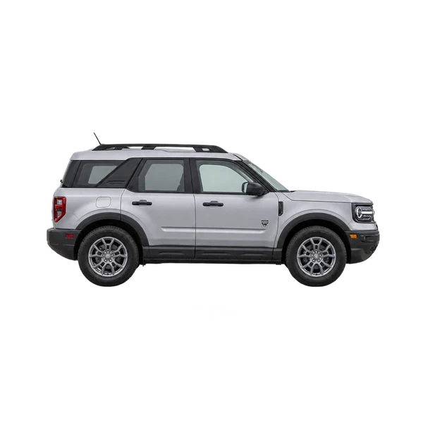 Ford Bronco Sport 2021 باللون فضي، منظر منظر جانبي (باتجاه اليمين)