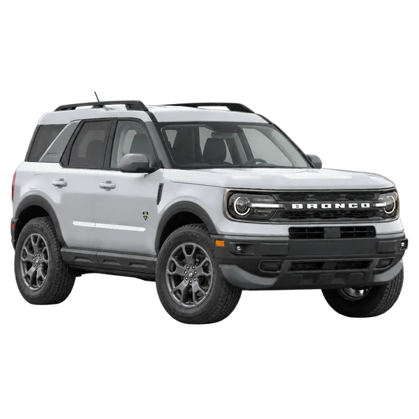 silver 2021 Ford Bronco front three-quarter (facing right) view