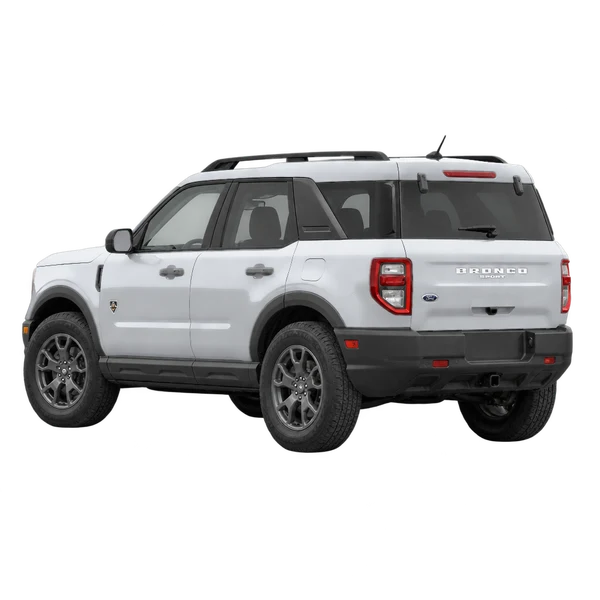 silver 2021 Ford Bronco rear three-quarter (facing left) view
