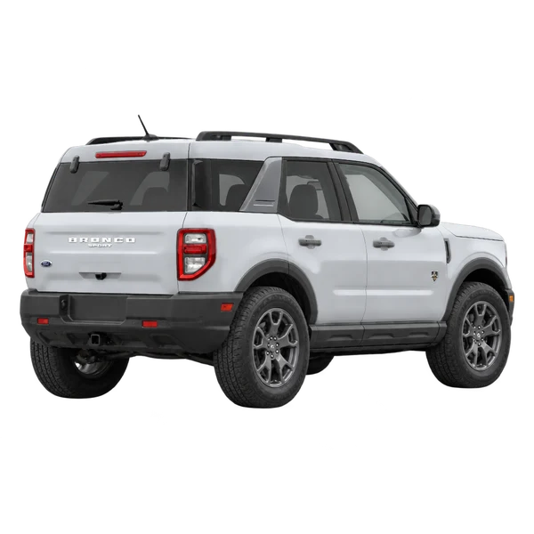 silver 2021 Ford Bronco rear three-quarter (facing right) view