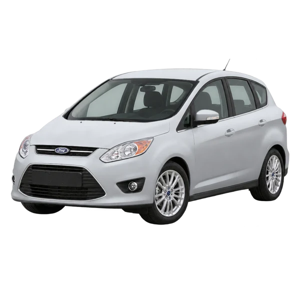 Ford C-Max 2012 باللون فضي، منظر منظر أمامي بزاوية ثلاثة أرباع (متجه لليسار)