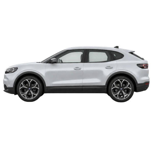 Ford Capri 2026 prata, vista lateral (voltada para a esquerda)