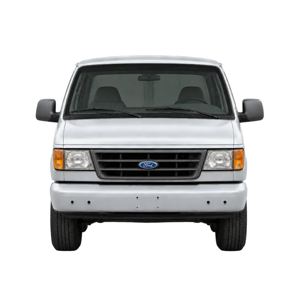 Ford E-150 1998 باللون فضي، منظر أمامي