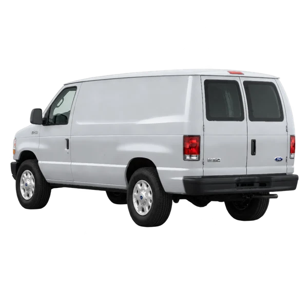 シルバーの2012 Ford E-150（リア斜め（左向き）ビュー）